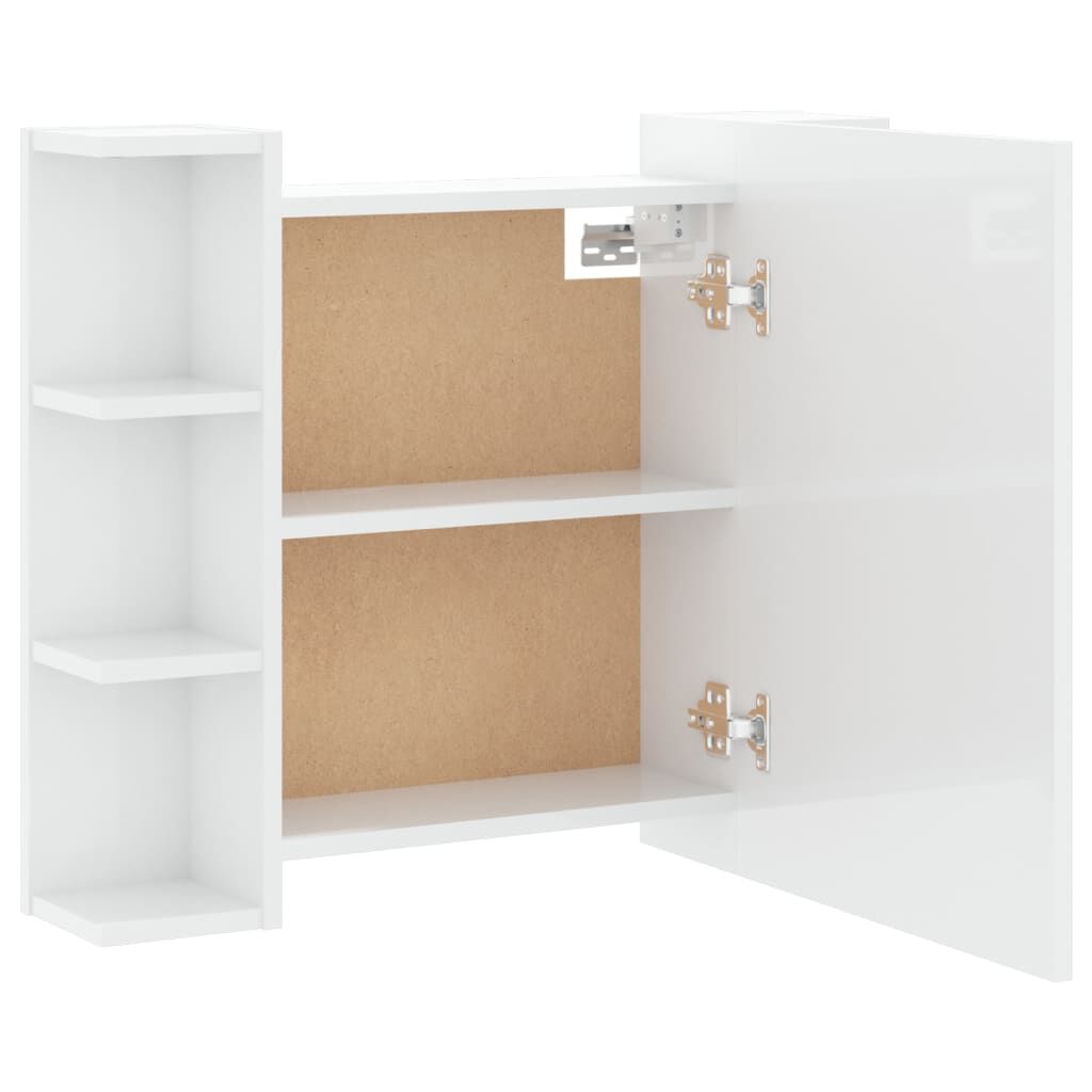 vidaXL spoguļskapītis ar LED, spīdīgi balts, 70x16,5x60 cm