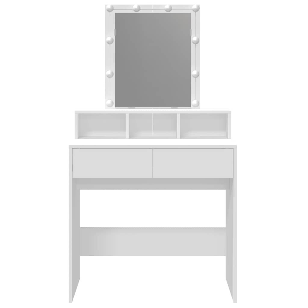 vidaXL spoguļgaldiņš ar LED, 80x41x144,5 cm, balts