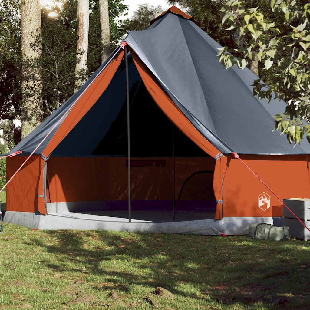 vidaXL ģimenes telts tipi 10 personām pelēka oranža ūdensnecaurlaidīga