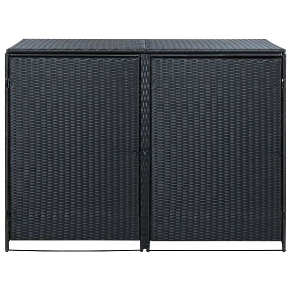 vidaXL divdaļīga nojume atkritumu konteineram, 148x80x111 cm, melna
