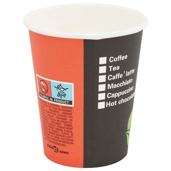 vidaXL vienreizējās lietošanas krūzes, 1000 gab., 240 ml (8oz), papīrs