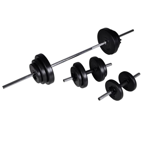 vidaXL spēka stacija ar hantelēm un svaru stieni, 30,5 kg