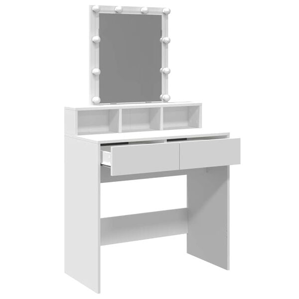 vidaXL spoguļgaldiņš ar LED, 80x41x144,5 cm, balts