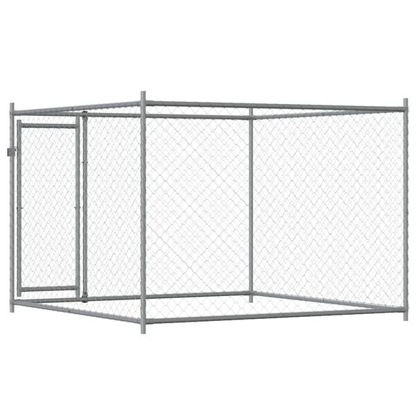 vidaXL suņu būris ar durvīm, pelēks, 2x2x1,5 m, cinkots tērauds