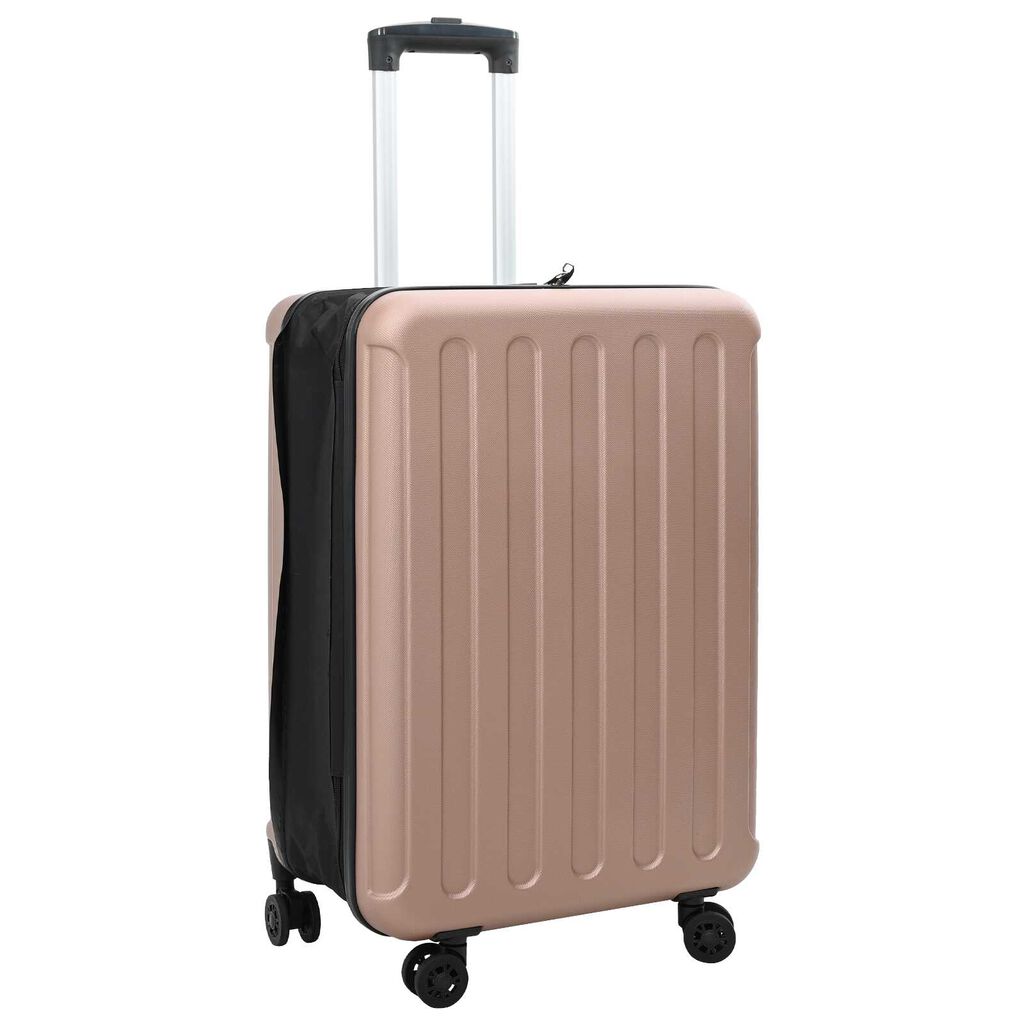 vidaXL Salokāms cietā apvalka koferis 24 '' Rozā zelta 43x27x66 cm ABS