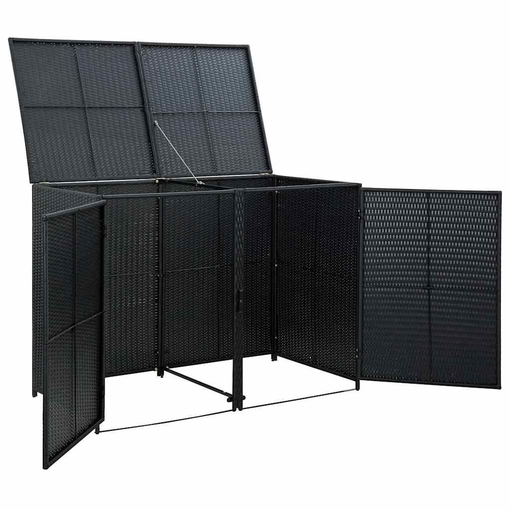 vidaXL divdaļīga nojume atkritumu konteineram, 148x80x111 cm, melna