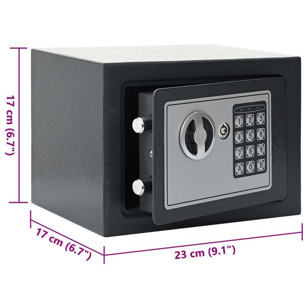 vidaXL Elektroniskais digitālais seifs Tumši pelēks 23x17x17 cm Tērauds