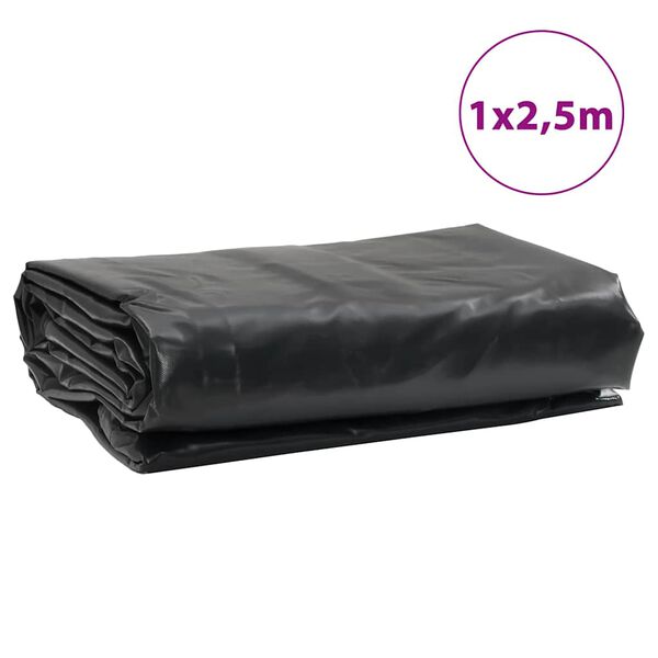 vidaXL brezenta pārklājs, melns, 1x2,5 m, 650 g/m²