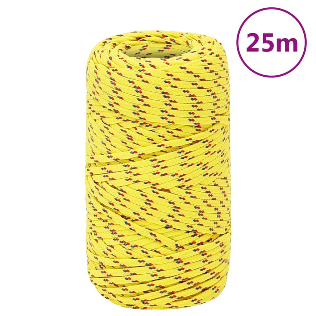 vidaXL laivu virve, dzeltena, 2 mm, 25 m, polipropilēns