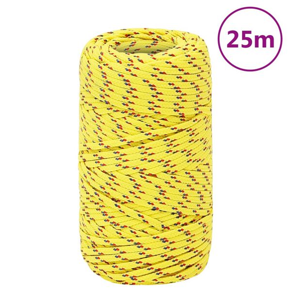vidaXL laivu virve, dzeltena, 2 mm, 25 m, polipropilēns