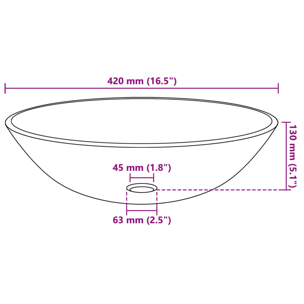 vidaXL izlietne no rūdīta stikla, 42 cm, caurspīdīga
