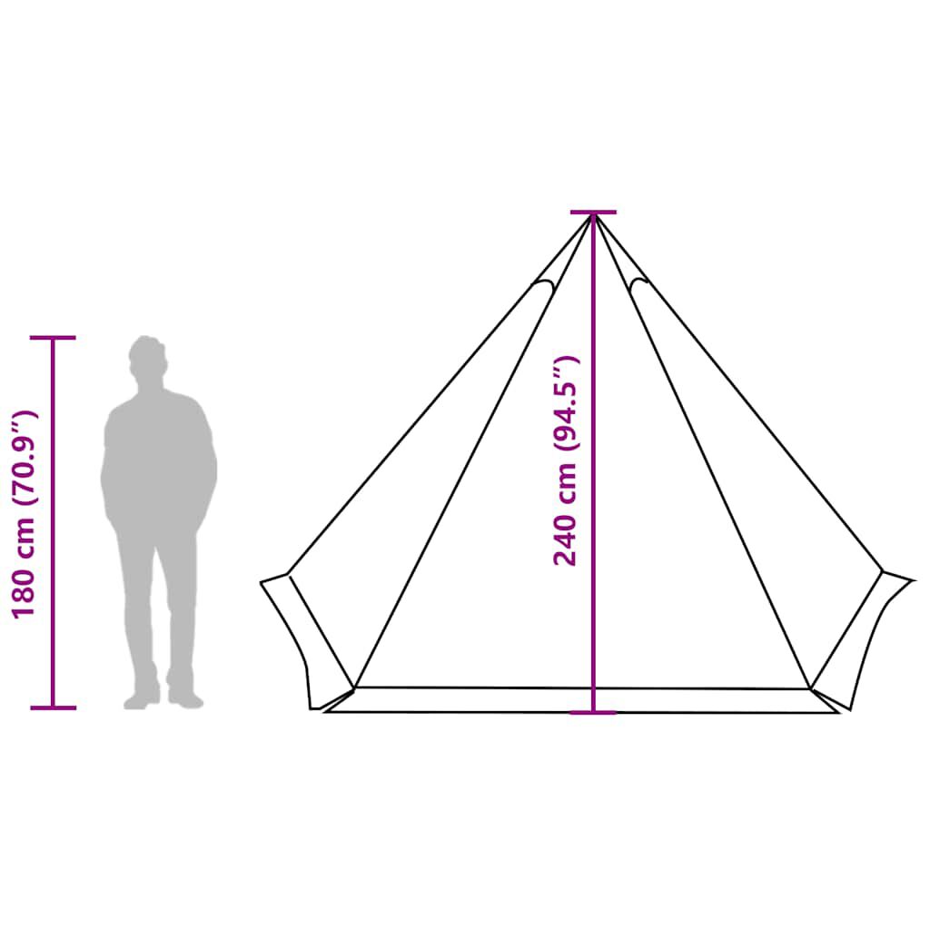 vidaXL ģimenes telts, tipi, 6 personām, pelēka, ūdensnecaurlaidīga