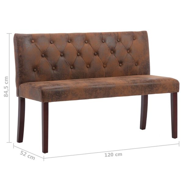 vidaXL sols, 120 cm, brūna mākslīgā zamšāda