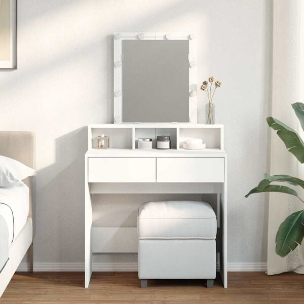 vidaXL spoguļgaldiņš ar LED, 80x41x144,5 cm, balts