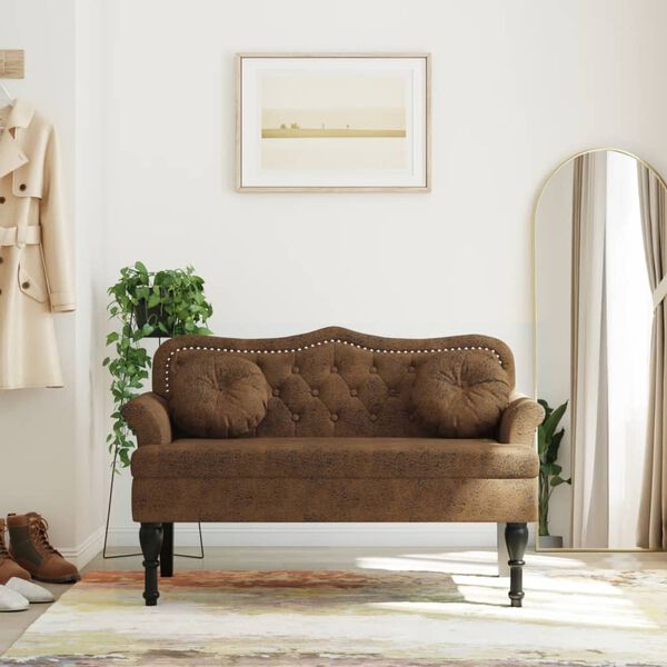 vidaXL sols ar spilveniem, brūns, 120,5x65x75 cm, mākslīgā zamšāda