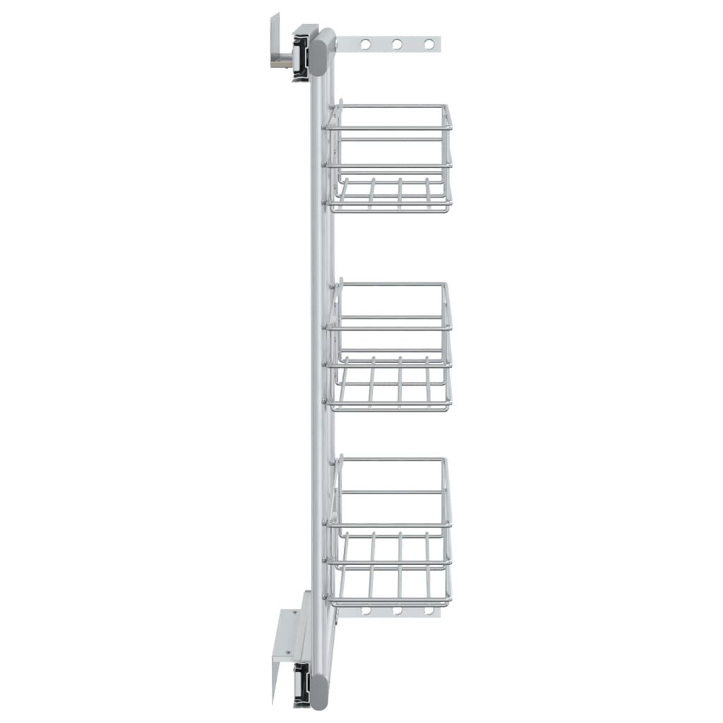 vidaXL izvelkami virtuves grozi, 3 līmeņi, sudrabaini, 47x15,5x55,5 cm