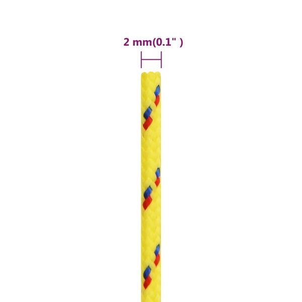 vidaXL laivu virve, dzeltena, 2 mm, 25 m, polipropilēns