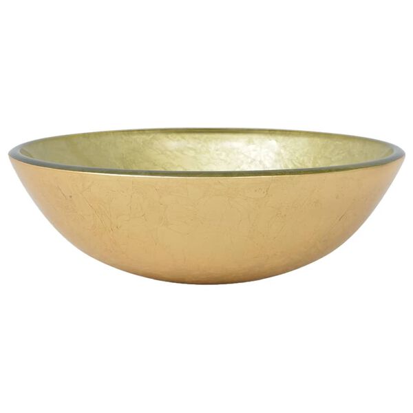 vidaXL izlietne no rūdīta stikla, 42 cm, zelta krāsā