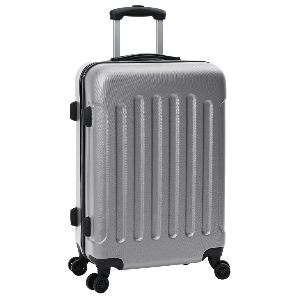 vidaXL koferu komplekts 3 gab. Cietā sudraba 20'' 24'' 28'' ABS