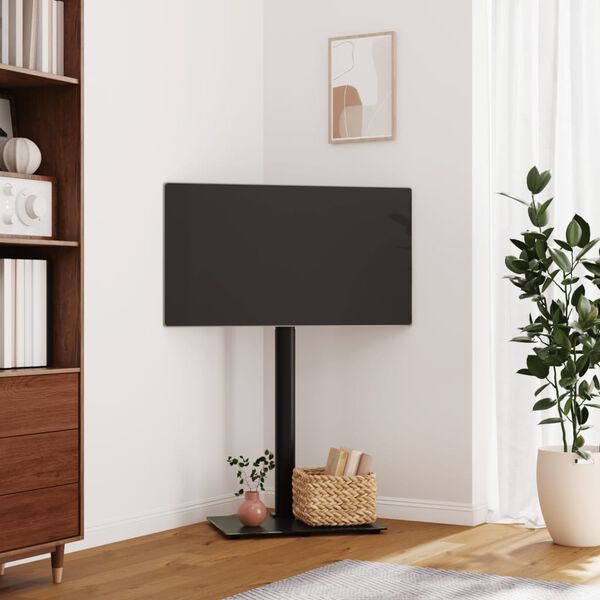 vidaXL stūra TV statīvs, 1 plaukts, 32-65 collu TV, melns